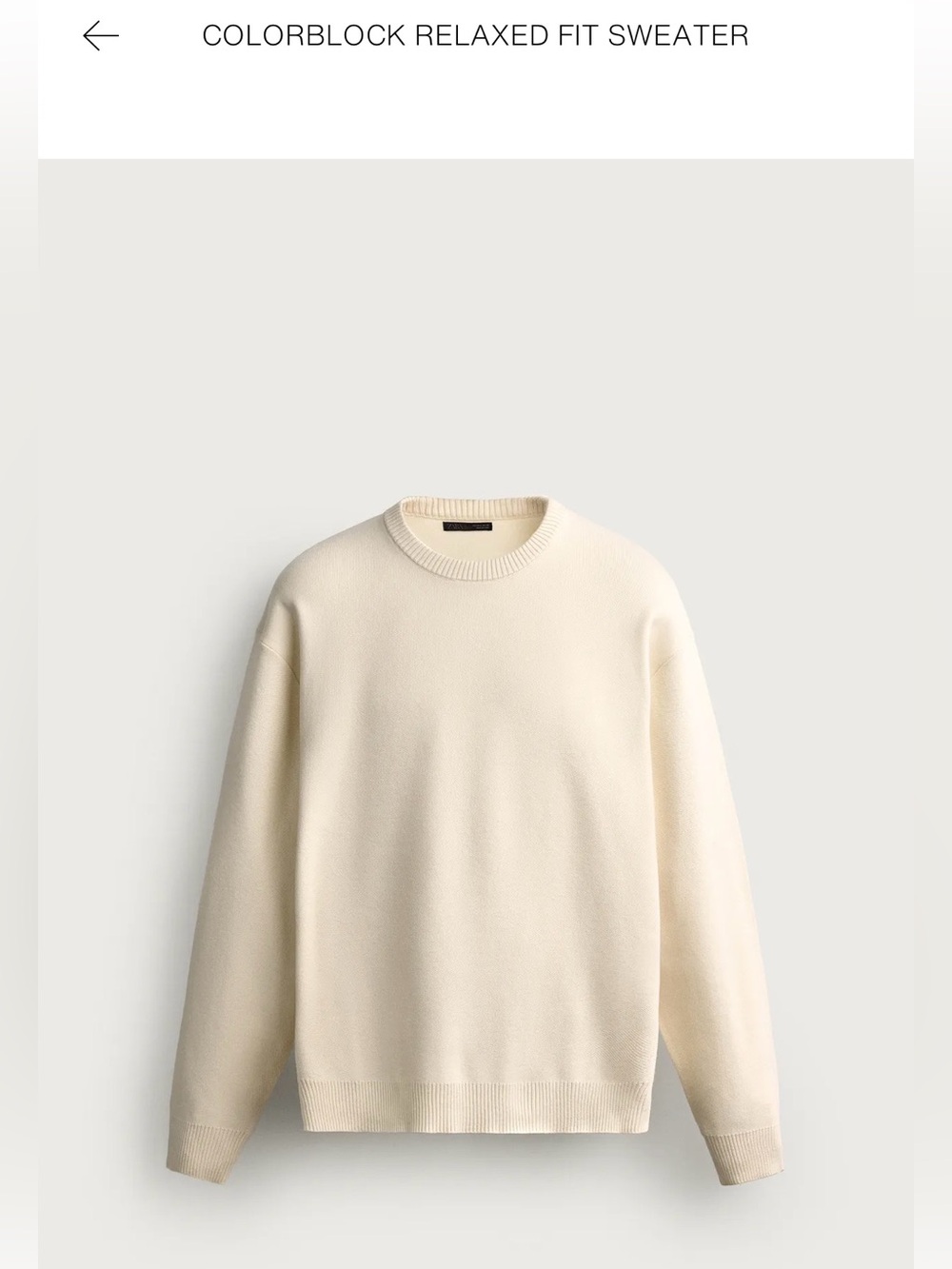Zara Oyster White Relaxed Fit Sweater Size S – New Without Tags